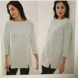 J Jill Ponte Knit Geometric Line Tunic  Top Size Small